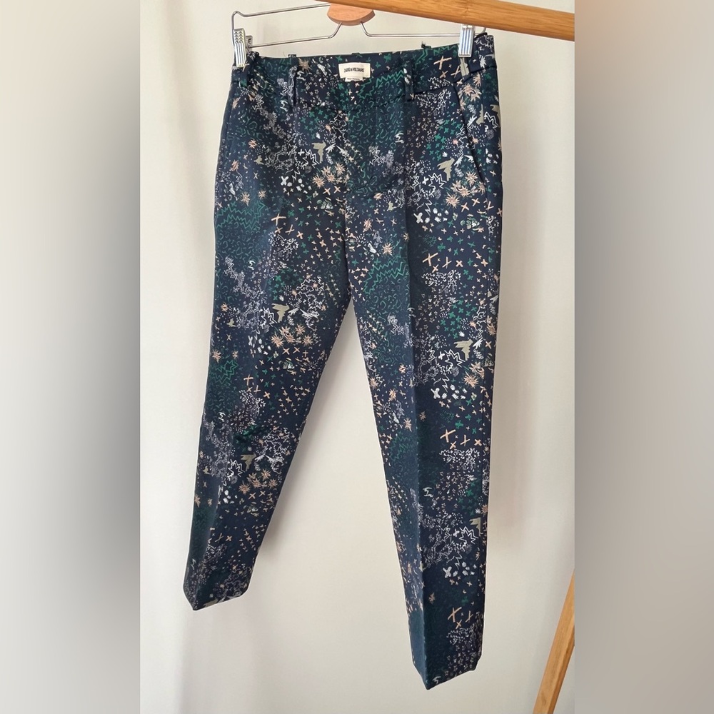 ZADIG & VOLTAIRE Posh Mixed-Print Metallic Jacquard Cropped Trousers - Picture 3 of 12
